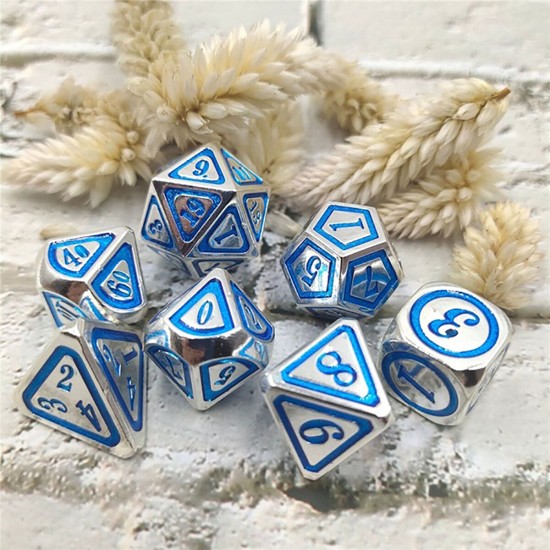 7Pcs/Set Metal Polyhedral Dices Set Role Playing Dungeons and Dragons Bag Bar Party Table Games Dice