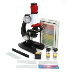 DIY Kids Science Biological Microscope Toy Slides LED Light 100X 400X 1200X Zoom DIY Kids Science Biological Microscope Toy Slides LED Light 100X 400X 1200X Zoom