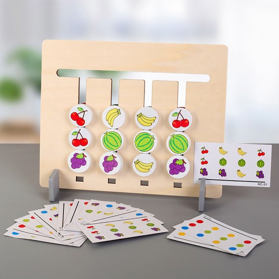 Funny Double-sided Color Fruit Matching Game Children Wooden Montessori Toys Logical Reasoning Training Kids Educational Toy Gift