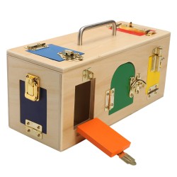 Kids Life Skill Learning Wooden Montessori Practical Wood Lock Box Educational Science Toys Kids Life Skill Learning Wooden Montessori Practical Wood Lock Box Educational Science Toys