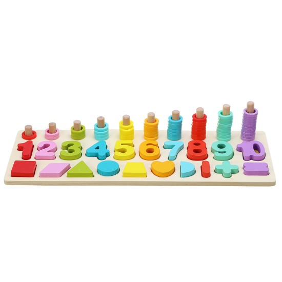 Kids Wooden Math Puzzle Toys Numbers Learning Hand-Eye Coordination Educational Games