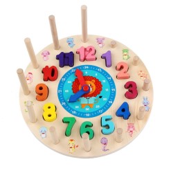 Wooden Baby Kids Rainbow Circle Number Alarm Clock Educational Teaching Toys Wooden Baby Kids Rainbow Circle Number Alarm Clock Educational Teaching Toys