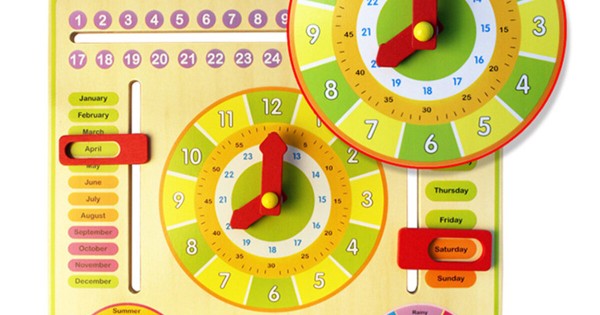 Computer Clock Toy Wooden Multifunction Learning Clock Toy Alarm Calendar Cognition ...