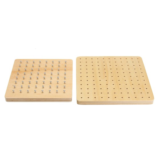 Wooden Nail Board Plate Kids Mathematics Geometry Space Educational Children Toy