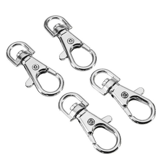 10Pcs 38mm Silver kirsite Swivel Lobster Claw Clasp Snap Hook with 8mm Round Ring