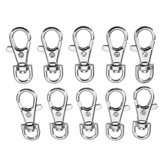 10Pcs 38mm Silver kirsite Swivel Lobster Claw Clasp Snap Hook with 8mm Round Ring