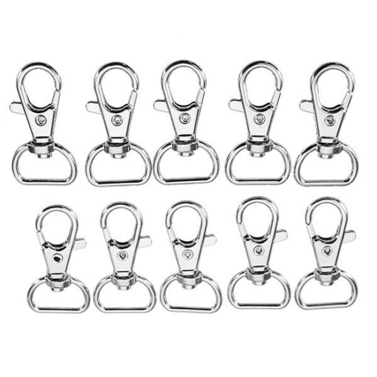 10Pcs 40mm Silver kirsite Swivel Lobster Claw Clasp Snap Hook with 16mm D Ring