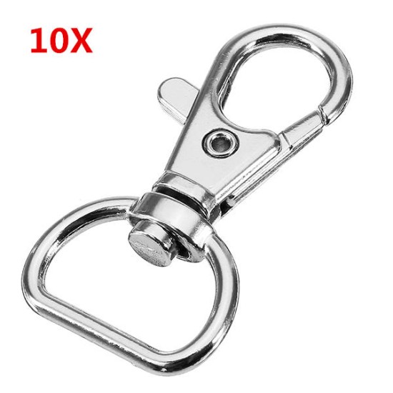 10Pcs 40mm Silver kirsite Swivel Lobster Claw Clasp Snap Hook with 16mm D Ring