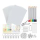 198Pcs/145Pcs/33Pcs DIY Heat Shrink Plastic Sheet Kit Shrinky Art Paper Hole Punch Keychains Pencils