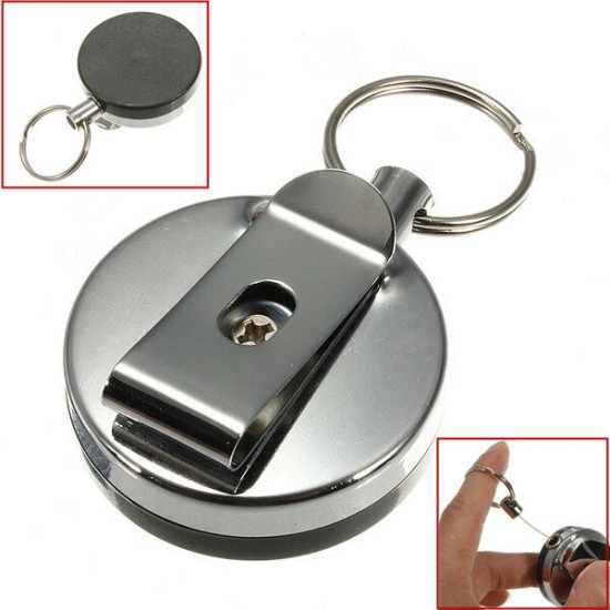 Stainless Steel Tool Belt Money Retractable Key Ring Pull Chain Clip