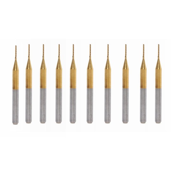 10pcs 0.8mm Titanium Coated Engraving Milling Cutter Carbide End Mill Rotary Burr