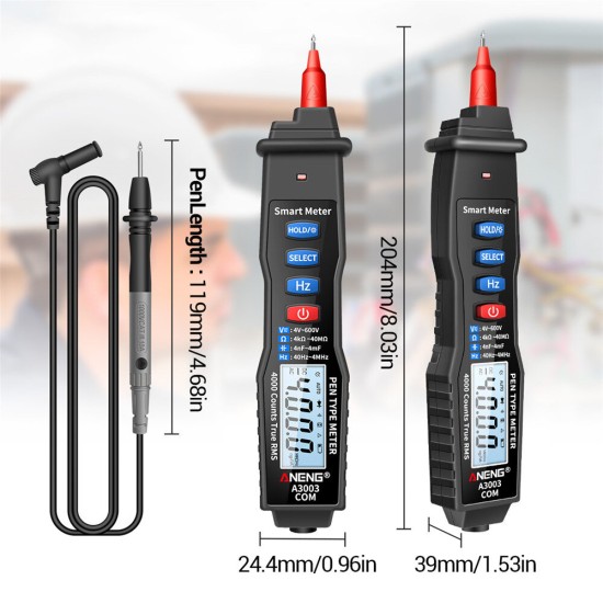 A3003 Digital Pen Multimeter Professional 4000 Counts Smart Meter with NCV AC/DC Voltage Resistance Capacitance Testers