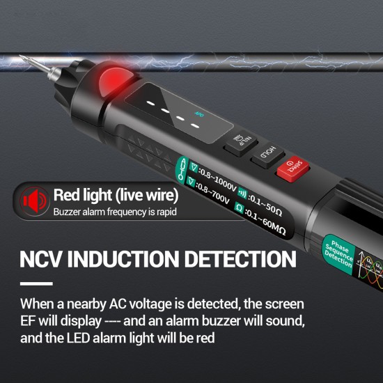 A3007/8 True RMS Digital Multimeter + Voltage Test Pen + Phase Sequences Meter 3 In 1 with LCD Backlight Flashlight NCV Auto-off Multiple Accessories