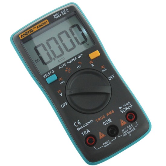 AN8001 Professional True Rms Digital Multimeter 6000 Counts Backlight AC/DC