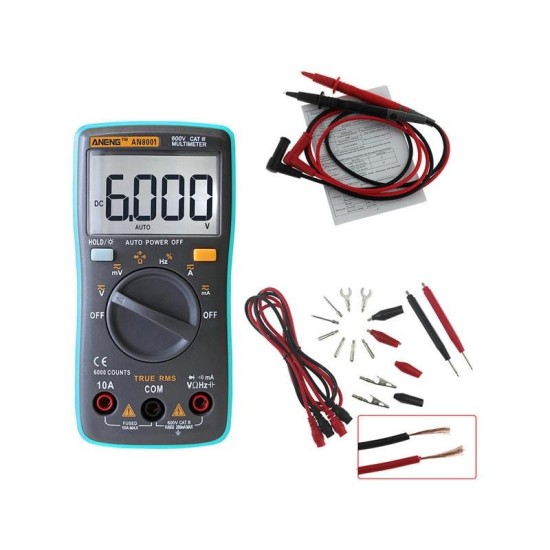 AN8001 Professional True Rms Digital Multimeter 6000 Counts Backlight AC/DC