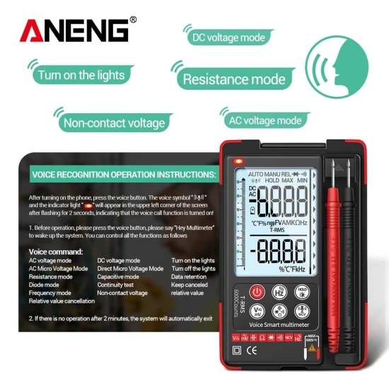 Q60S Q60 Digital Multimeter AI Speech Recognition Transistor Tester 6000 Counts True RMS Auto Electrical Capacitance Meter