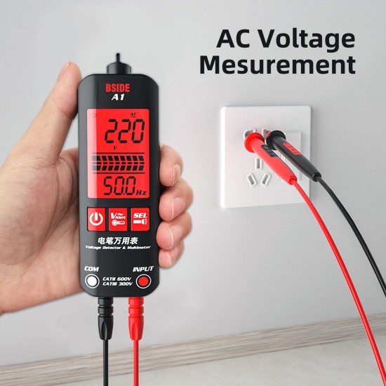 A1 Dual-mode Smart True RMS Multimeter Non-contact AC DC Voltage Tester with Flashlight