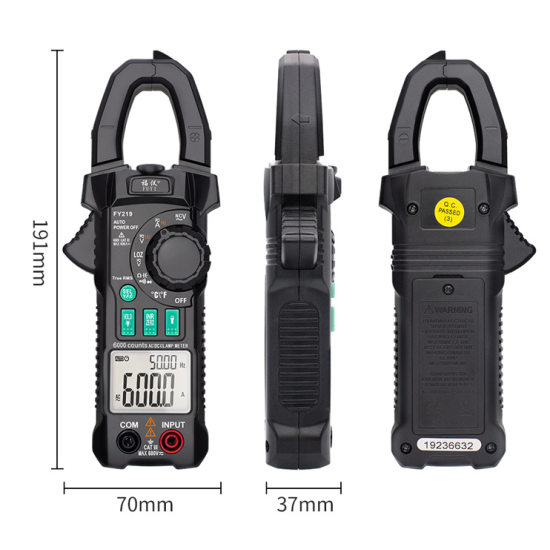 FY219 Double Display AC/DC True RMS Digital Clamp Meter Portable Multimeter Voltage Current Inrush Current Frequency Conversion Impedance Measurement