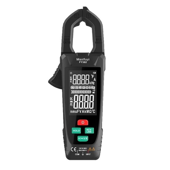 FY382 9999 Counts Digital Clamp Meter Professional Multimeter Auto Range AC Voltage Current Capacitance Smart Tester