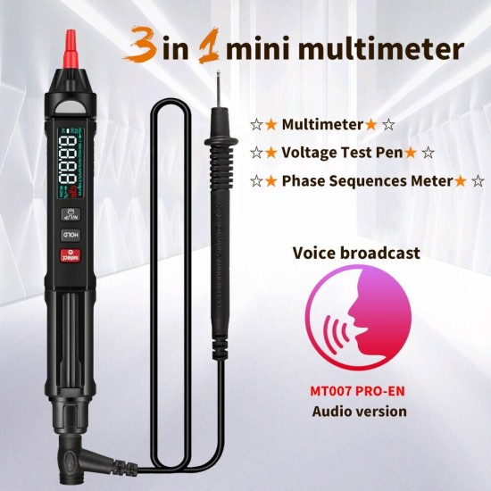 MT007/MT007 Pro/MT007 Pro-EN True RMS Digital Multimeter + Voltage Pen +Phase Sequences Meter 3 In 1 Color Screen Voice Broadcast