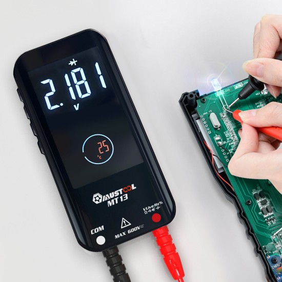 MT13 Mini Smart Multimeter with 3.2-inch Color Screen Digital 9999 Counts True RMS Multimeter Built-in Rechargeable Lithium Battery Voltage Tester