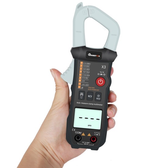 X3 Fully Intelligent True RMS Clamp Meter 6000Counts Automatic Identification Digital Multimeter with NCV Resistor/Diode/On-Off Test/Capacitor Test