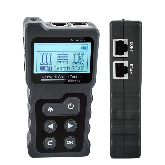 NF-8209 Multifunctional LCD Network Cable Tester Wire Tracker POE Checker Inline PoE Voltage Current Tester with Cable Tester with Illuminate Function
