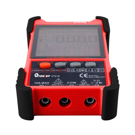 Large LCD Screen Network Cable Tester+Multimeter 2in1 400M/500M Cable Measure AC DC Current Voltage Measurement Anti-noise Line Tracker ET616/618