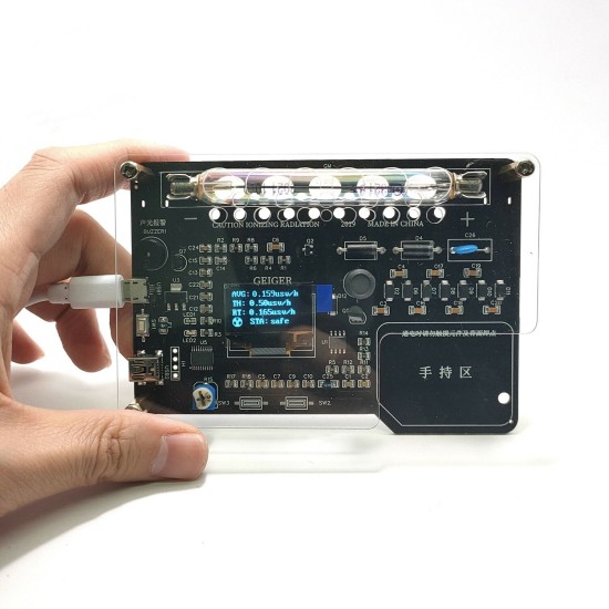 Handheld Assembled DIY Geiger Counter Kit Module Nuclear Radiation Tester X/γ/β-rays with OLED Display