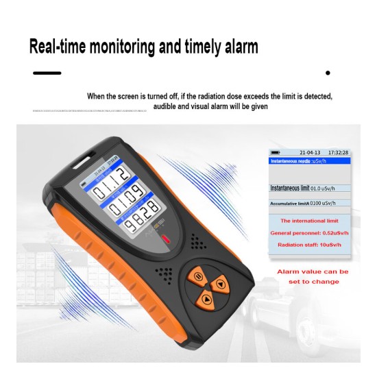 High Precision 0. 05uSv-50mSv Nuclear Radiation Tester with Built-in Battery TFT2.0 Color Display Screen Alarm Fuction