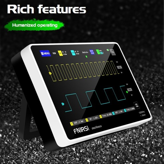 1013D 7inch Digital 2 Channels Tablet Oscilloscope 100M Bandwidth 1GS/s Sampling Rate 800x480 Resolution Capacitor Screen Touch+Gesture Operation