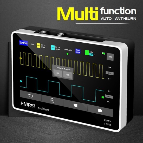 1013D 7inch Digital 2 Channels Tablet Oscilloscope 100M Bandwidth 1GS/s Sampling Rate 800x480 Resolution Capacitor Screen Touch+Gesture Operation