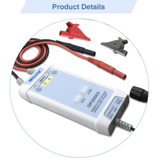 Oscilloscope 5600V 100MHz High Voltage Differential Probe DP20003 Kit 3.5ns Rise Time 200X / 2000X Attenuation Rate