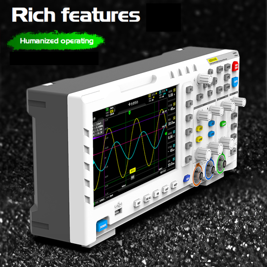 ADS1014D Oscilloscope 7 Inch TFT LCD Display Screen 100MHz 2 in 1 Dual Channel Input Storage Oscilloscope Digital Signal Generator