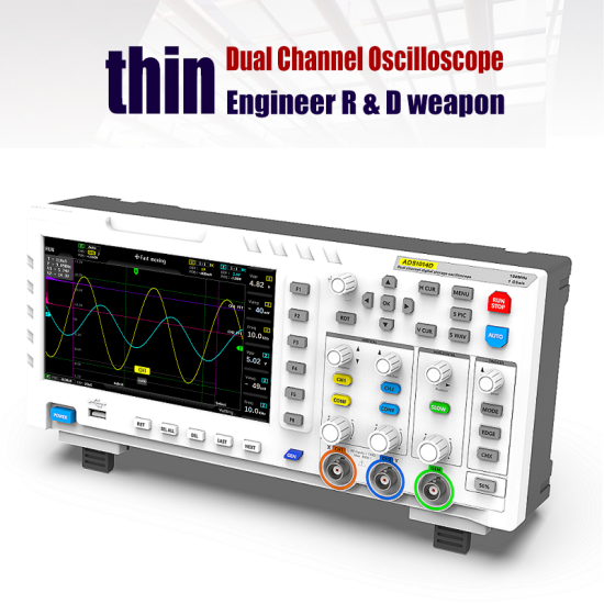 ADS1014D Oscilloscope 7 Inch TFT LCD Display Screen 100MHz 2 in 1 Dual Channel Input Storage Oscilloscope Digital Signal Generator