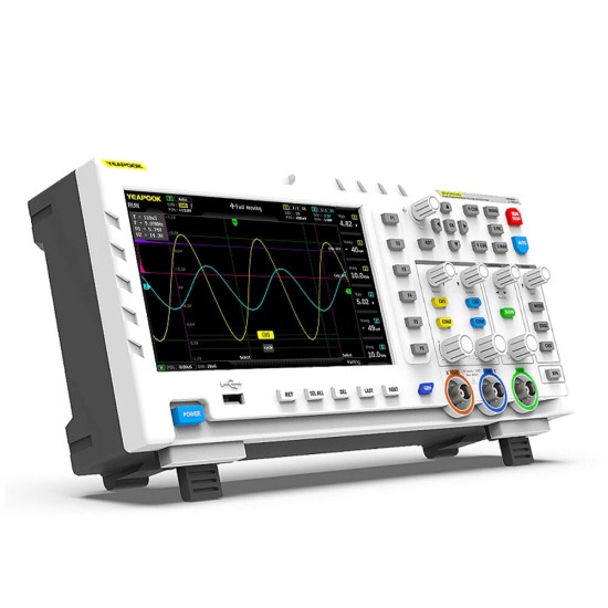 ADS1014D Oscilloscope 7 Inch TFT LCD Display Screen 100MHz 2 in 1 Dual Channel Input Storage Oscilloscope Digital Signal Generator