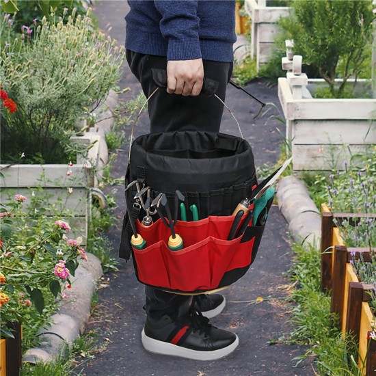 42 Storage Pockets Garden Work Tool Bag For 5 Gallon Bucket Organizer Holder
