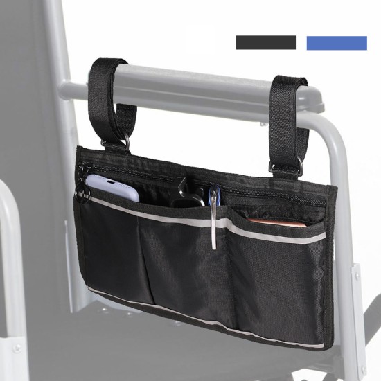 Wheelchair Side Bag Armrest Pouch Organizer Bag Phone Pocket Walker Scooter Tool Bag