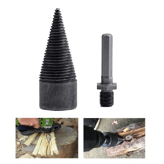 1Pc 32/42mm HSS Round/Square/Hexagonal Shank Firewood Drill Bit Splitter Wood Split Cone Drill Bit For Tree Cutting
