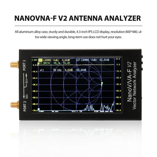 V2 50kHz-3GHz IPS 4.3Inch LCD Display Vector Network Analyzer S-A-A-2 Antenna Analyzer Short Wave HF VHF UHF