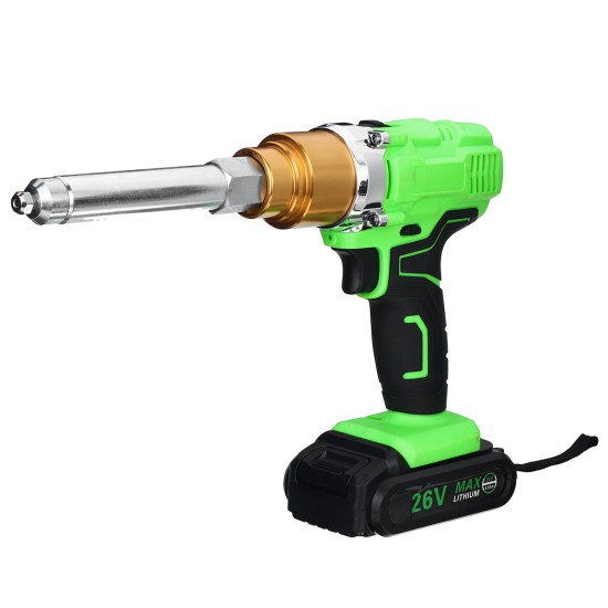 26V Electric Cordless Rivet Guns Insert Nut Pull Riveting Tool LED Light With Battery