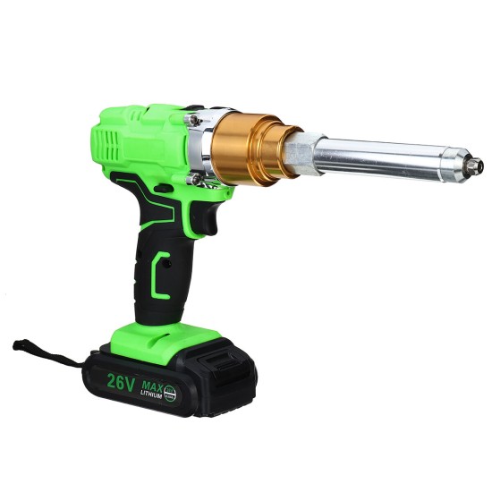 26V Electric Cordless Rivet Guns Insert Nut Pull Riveting Tool LED Light With Battery