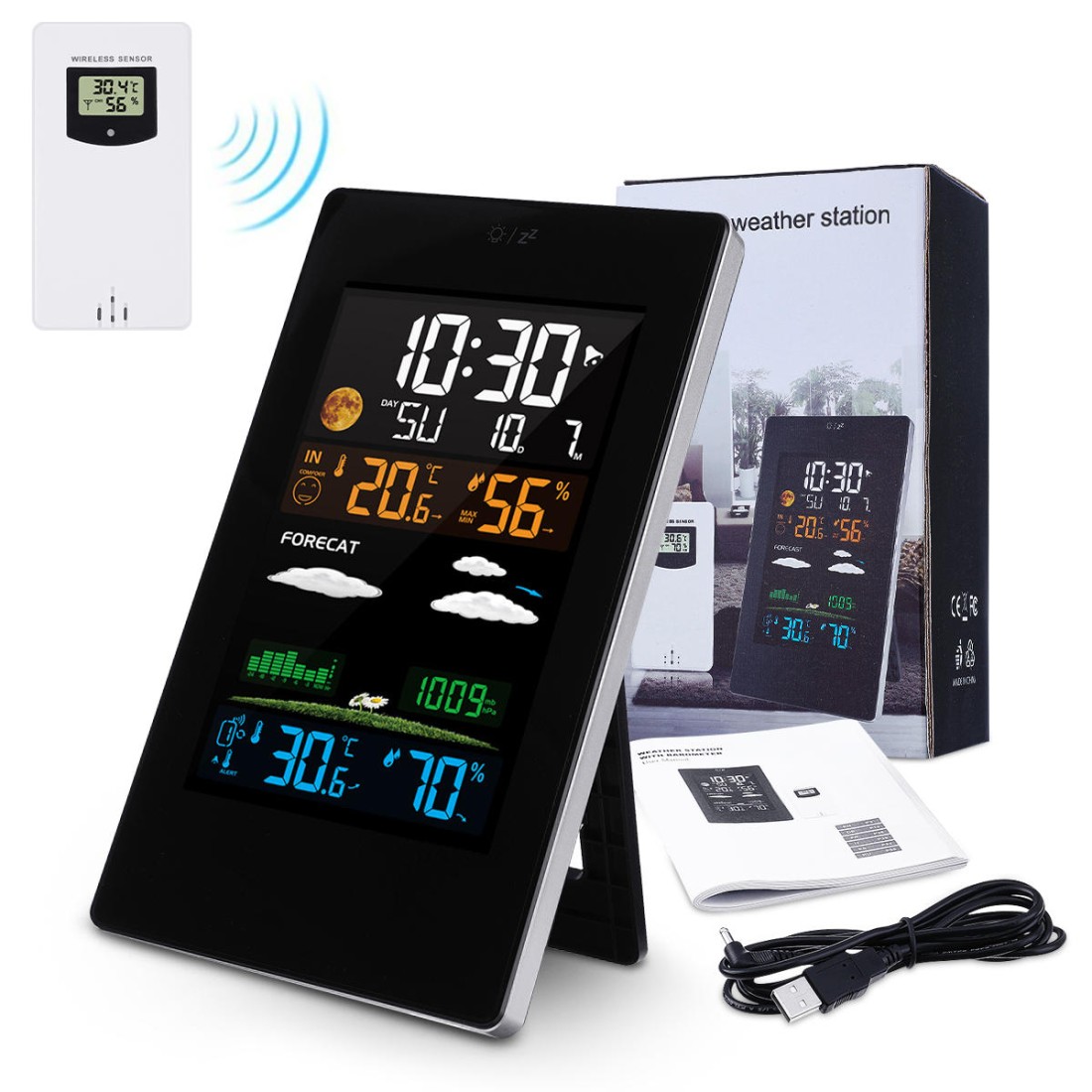 thumbnail image 2 of Home Weather Instrument 3-in-1 Mechanical Weather Station - Analog Thermometer, Hygrometer & Barometer In One Unit Analog Weather Monitor 2 of 13