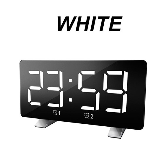 Mirror Digital Display LED Snooze Alarm Clock USB Time Night Mode Clock