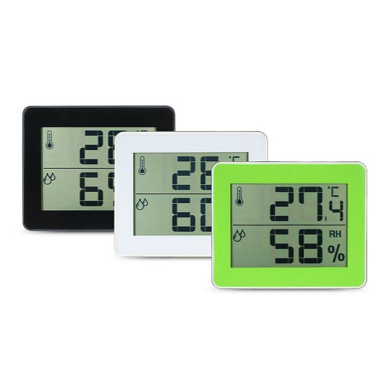 TS-E01 Digital Display Thermometer Hygrometer 0℃ 50℃ Thermometer Black/White/Yellow-green Desk Thermometer