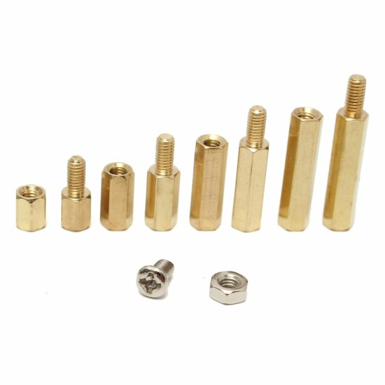 120pcs M3 Male Female Brass Hex Column Standoff Support Spacer Pillar M3 Screw Nut For PCB Board