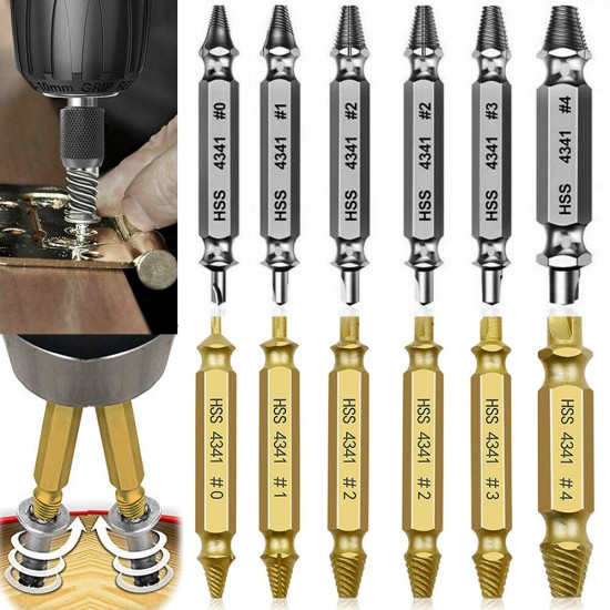 5/6 PCS Damaged Screw Extractor Speed Out Drill Bits Broken Bolt Remover Tools