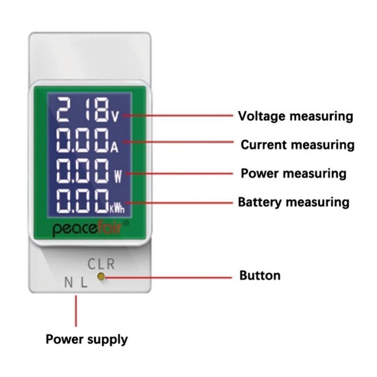 PZEM-008 AC50-300V/100A LCD Screen Digital Display Multifunctional Guide Rail Table Voltage Tester Ammeter Voltmeter with Backlight