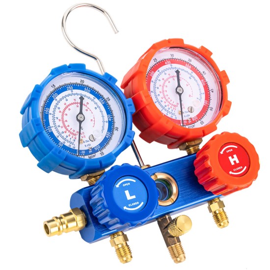 TS-VP1&VP2 3-Way AC Diagnostic Manifold Gauge Set Fits R12 R22 R134A R410A Refrigerants for Check Recovery Evacuation Work Manifold Gauge Set