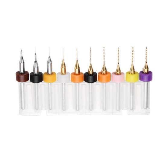 10pcs Titanium Coated Tungsten Carbide Micro PCB Drill Bits Set for PCB Circuit Board